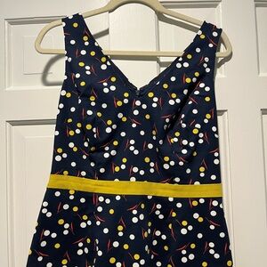 Navy Polka Dot Top with Yellow Accents